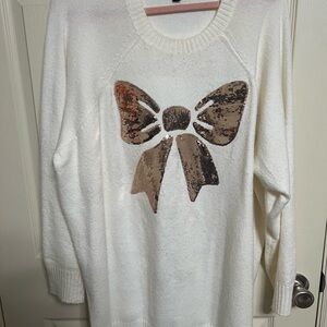 Torrid Off-White Sweater with Sequin Bow size 4X